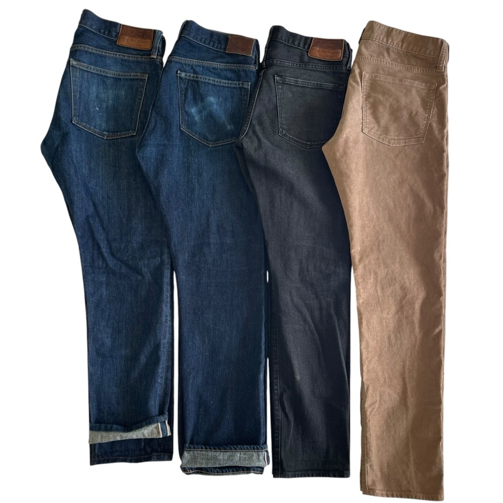 J Crew Men’s 484 Slim Jeans Dream Bundle Size 30x30 Selvedge Kurabo and Corduroy